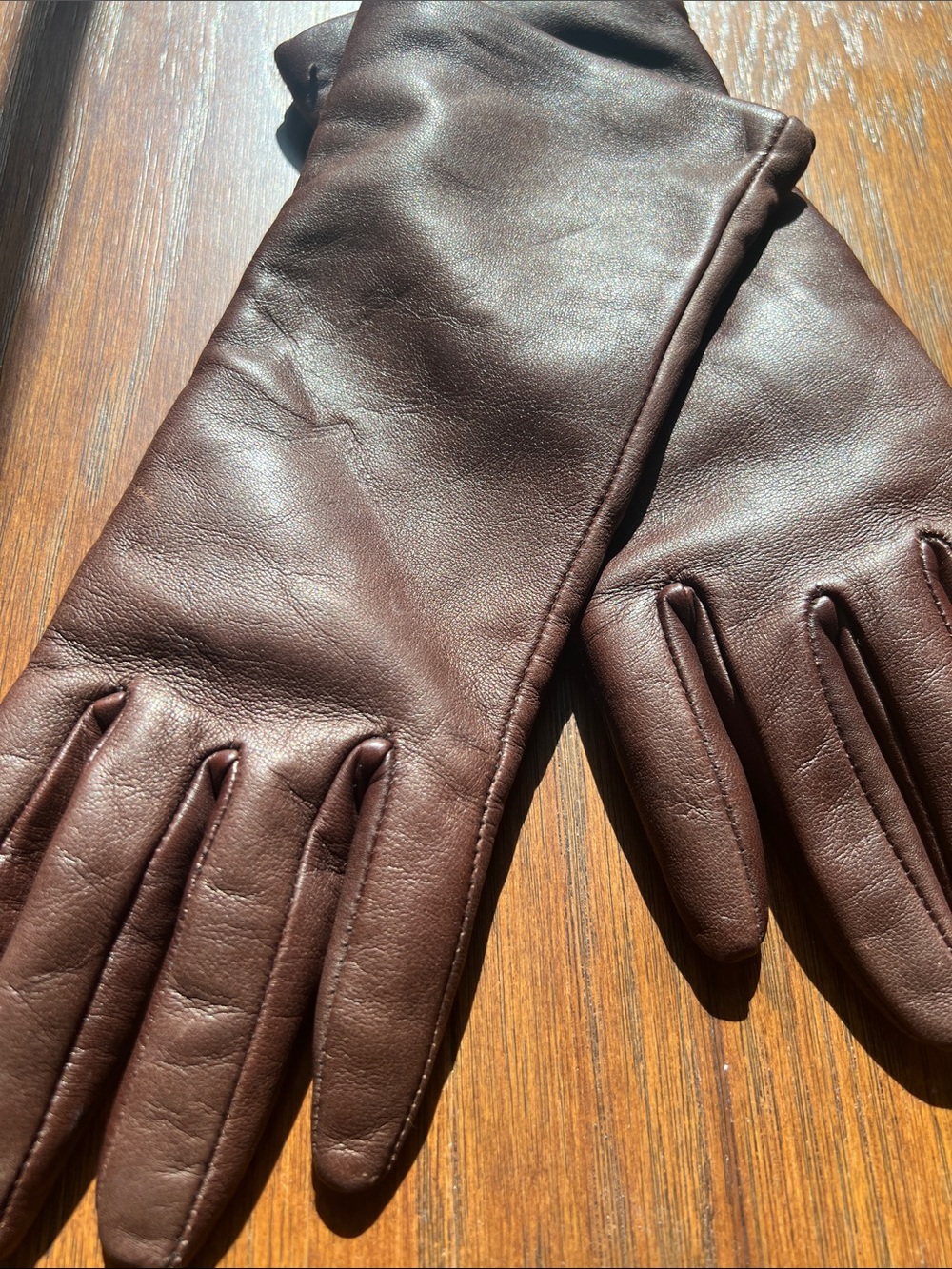 Vintage Talbots Brown Leather Gloves with Cashmere Lining